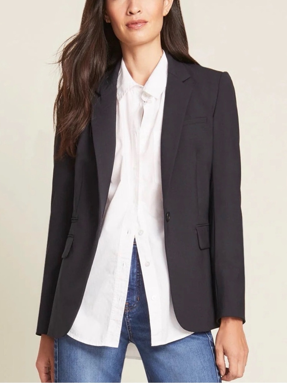 VERONICA BEARD Classic Stretch Virgin Wool Dickey Jacket Blazer Navy Blue Size 0